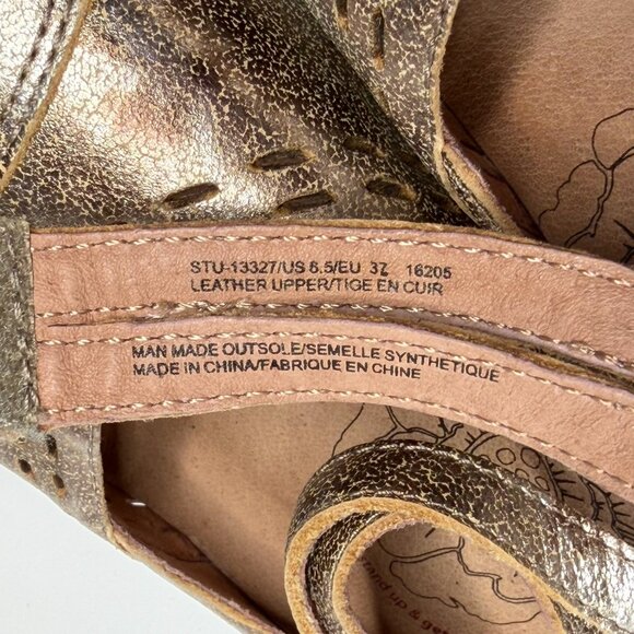 Taos Stunner Women's 6.5 Mary Jane Heels Antique Gold Leather Cap Toe Laser Cut - Picture 8 of 8